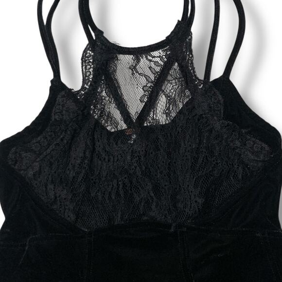 Free People Velvet Lace Tank Top Black Peplum Size Small - Picture 3 of 10